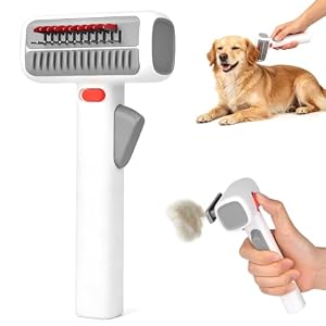 2-in-1 Pet Self-Detangling & Grooming Comb, Cat Brush Dog Brushes for Grooming, Dual-mode Dog Deshedding Brush for Dogs Cats, Cat Combs Pet Groomin-g Brus-h for Dematting, Undercoat Comb for Dogs Cats
