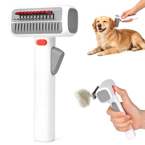 2-in-1 Pet Self-Detangling & Grooming Comb, Cat Brush Dog Brushes for Grooming, Dual-mode Dog Deshedding Brush for Dogs Cats, Cat Combs Pet Groomin-g Brus-h for Dematting, Undercoat Comb for Dogs Cats