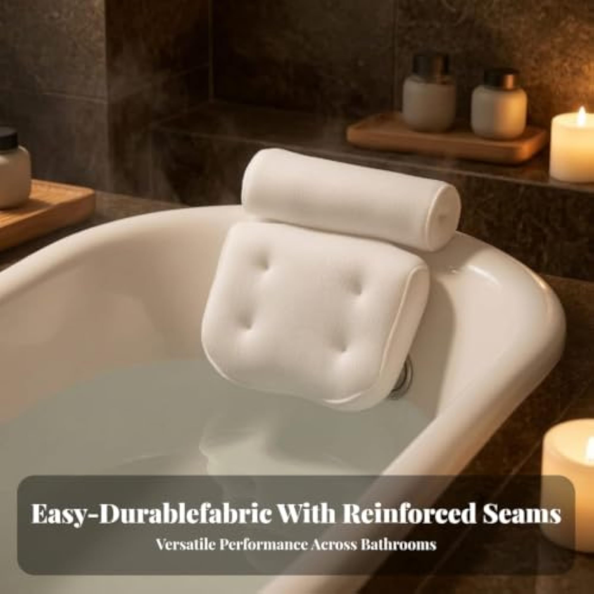 Machine Washable Non-Slip Bath Pillow with Neck Support