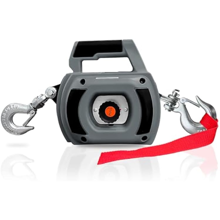 Portable Drill Winch 1000LBS, Drill Powered Winch with Alloy Steel Wire Rope 40FT, Hand Warn Winch for Lifting, Dragging, Handling, Trailer (Grey), 750LBS, Gray