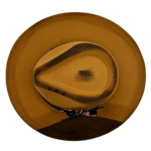 Image of Classic Wide Brim Fedora Hat for Women Man Floppy Panama Hat Western Felt Outdoor Hat with Band Sun Protection