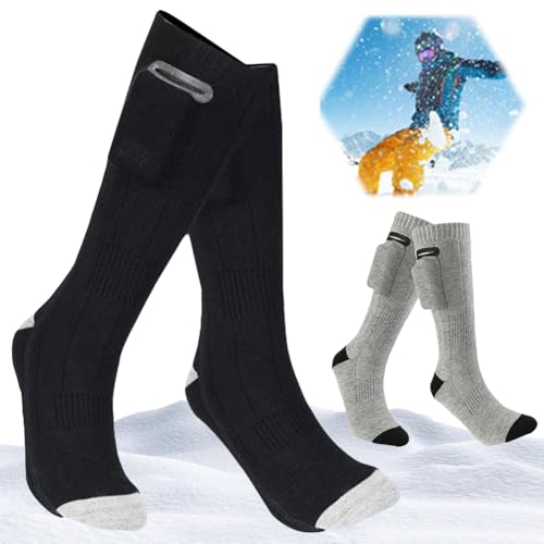 EcoGleam Calentadores de calcetines eléctricos, calcetines de esquí al aire libre para hombres y mujeres (negro)