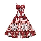 Gyaimxfu Robe de Noël pour femme sans manches - Robe de fête de Noël drôle - Robe swing a ligne - Imprimé de Noël - Cocktail - Carnaval - Costume de Noël - Cosplay Hepburn, b, M