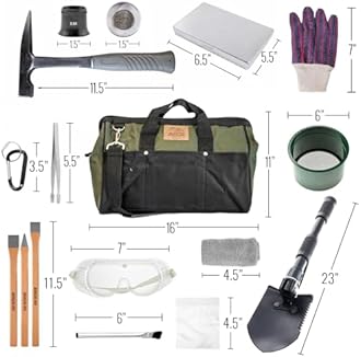 ASR Outdoor 40pc Beginner Rockhounding Equipment Kit with Tool Bag Chisels Rock Pick Hammer