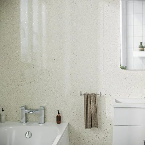 13 x Decorative Travertine Sparkle Shower Wall Panels, 8mm Waterproof Bathroom Cladding