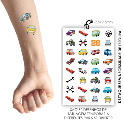 Tatuagem Temporária Infantil Carrinhos | Kit Festa 32-009