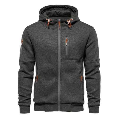 Mens Hoodie Sweatshirt Jackets Lightweight Long Sleeve Zipped Hoodie Jumper Top Sweaters New-Grey M