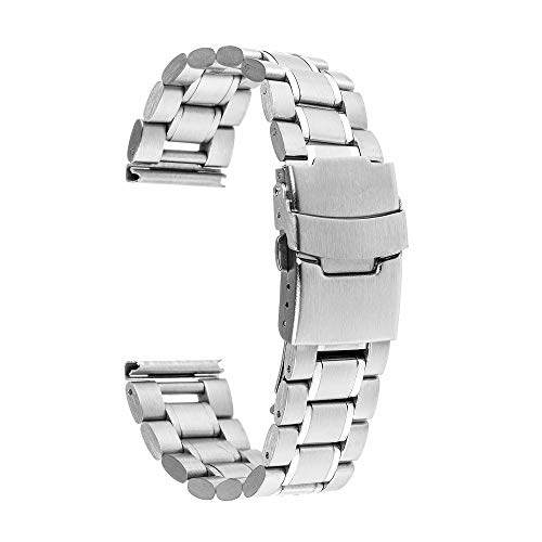 Correa de reloj de acero inoxidable de 20 mm y 22 mm en metal plateado para pulsera de hombre