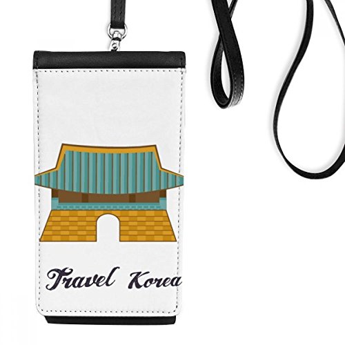 Smartphone bourse en cuir Corée du Sud Gwanghwamun pochette téléphone noir