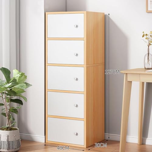Image of 5-Door Morden Wooden Collapsible Wardrobe for Storage /Space Saving Wooden Wardrobe with Doors /Collpsible Storage Organiser /Living Room -Mapple (Maple, 5 Layer)