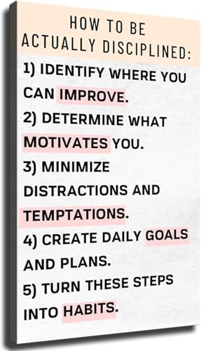 Self Discipline Guide Poster How To Be Actually Disciplined Motivational Wall-Art for Home Office Study Gym Bedroom Decor(Unfram