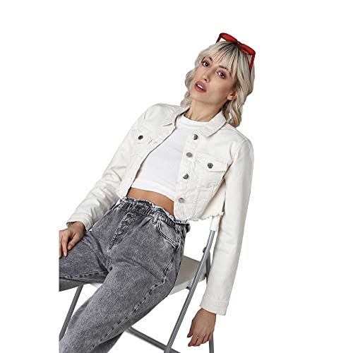 Image of ONLY Women Black Solid Cropped Denim Jacket