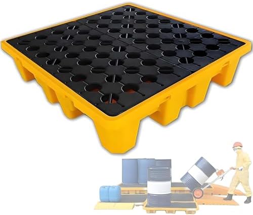 Modular Industrial Spill Containment Platform - 120x120x18cm Drum Spill Pallet for Safe Liquid Storage & Spill Protection - Durable Sump Tray for Hazardous Materials