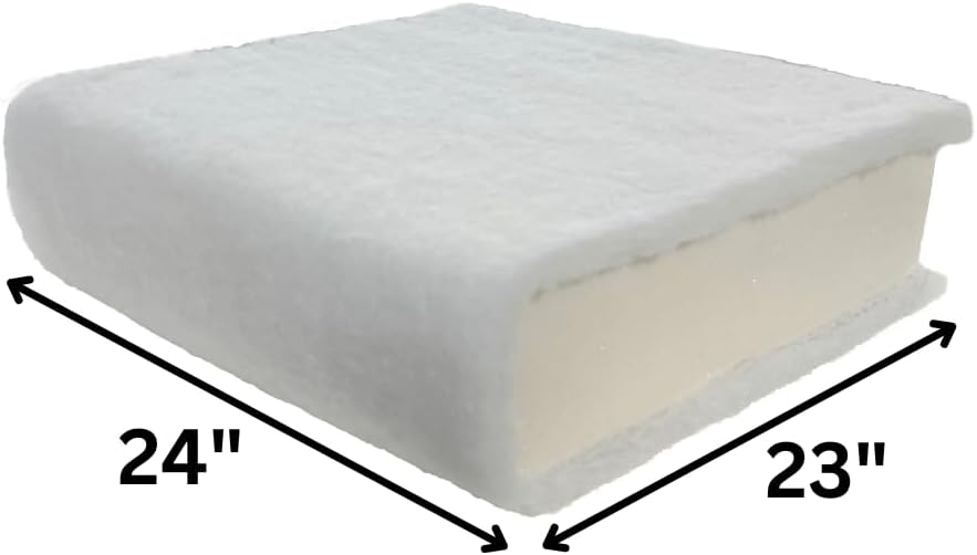 FoamRush 8" x 23" x 24" Seat Cushion Foam with Batting/Dacron (Cushion Seat Replacement) Made in USA