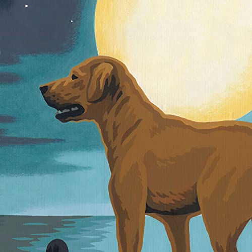 Image of PaintWorks 73-91857 Moonrise Dog Animal Paint by Number Kit for Adults and Kids, 11 inch x 11 inch, Multicolor, 12pcs