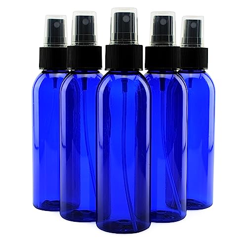 Cornucopia 4Oz Blue Empty Plastic Refillable Pet Spray Bottles W/Fine Mist Atomizer Caps (6-Pack); Sprayers For Diy Home Cleaning, Aromatherapy, Travel, & Beauty Care (4 Ounce, Cobalt Blue, 6) #TOP6