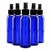 Cornucopia 4oz Blue Empty Plastic Refillable PET Spray Bottles w/Fine Mist Atomizer Caps (6-Pack); Sprayers for DIY Home Cleaning, Aromatherapy, Travel, & Beauty Care (4 Ounce, Cobalt Blue, 6)