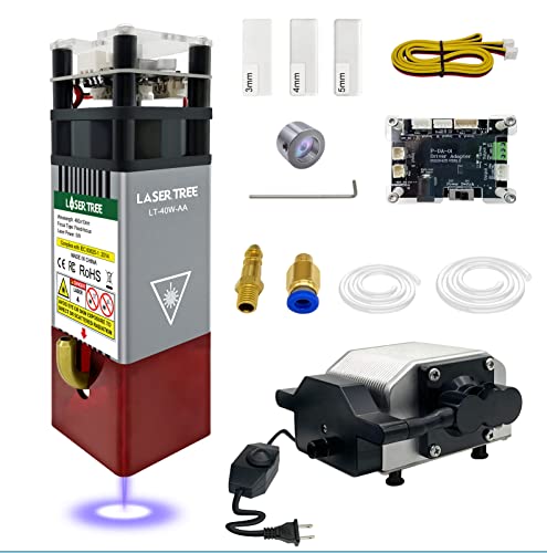 Laser Engraver Module, 40W Laser Module W/Metal Air Assist (5W Optical Laser Output) 45Mm Fixed Focus 12V, Air Assist Pump Kit With Adjustable 30L/Min, Get Clean Cut Edges #TOP15