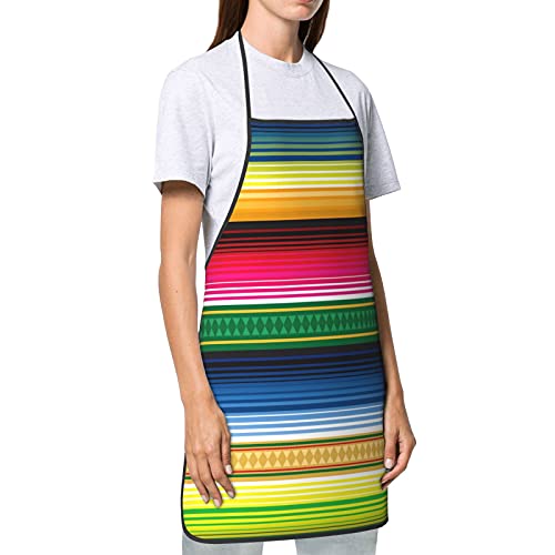 Shuwekk Mexican Stripe Blanket Apron Ethnic Colorful Geometric Mexican Rug Pattern Cooking Apron Kitchen Apron Lock Edge Waterproof Durable String Adjustable Easy Care Aprons For Women Men Chef #TOP2