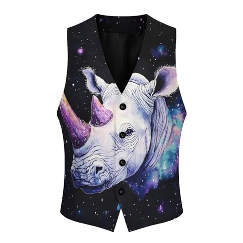 Rhino with Purple Horns Trendy Vest Suit for Men V Neck Formal Dress Waistcoat Vests Business Slim Fit3