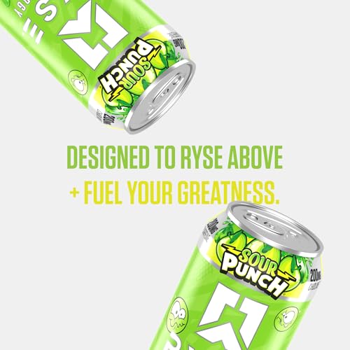 Image of RYSE Fuel Energy Drink - Sour Punch Green Apple - Sugar Free, Gluten Free & Vegan - 200mg Natural Caffeine, Taurine & Choline for Focus & Energy - No Artificial Colors - 16 fl oz Cans (12-Pack)