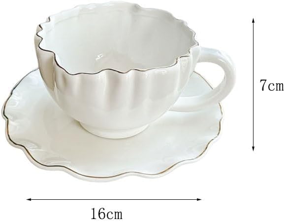 European Ceramic Coffee Cup with Trim Home Afternoon Tea Cup Saucer Set