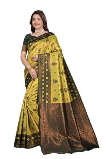 Image of Traditional Banarasi Silk 5.50 Meter Saree With 0.8 Meter Unstitched Blouse Piece For Wedding, Family Function, Festival And Special Occasion