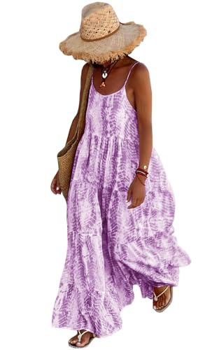 Image of PRETTYGARDEN Women Summer Dresses 2026 Spaghetti Strap Scoop Neck Floral Maxi Dress Flowy Boho Long Sundress with Pockets