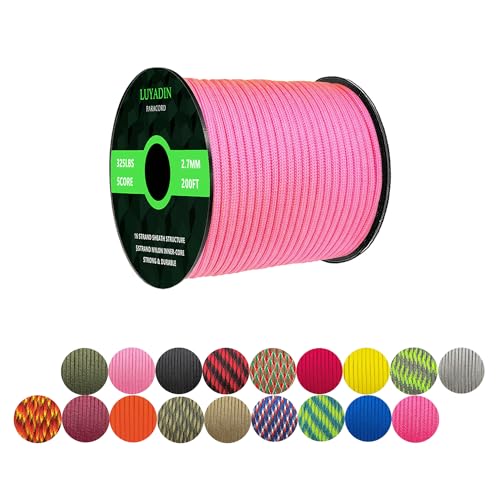 LUYADIN Paracord 325lb Diameter 2.7mm - 5 Strand Parachute Spool Cord - 100ft 200ft,Paracord for Camping,Hiking,Fishing,Outdoor and DIY