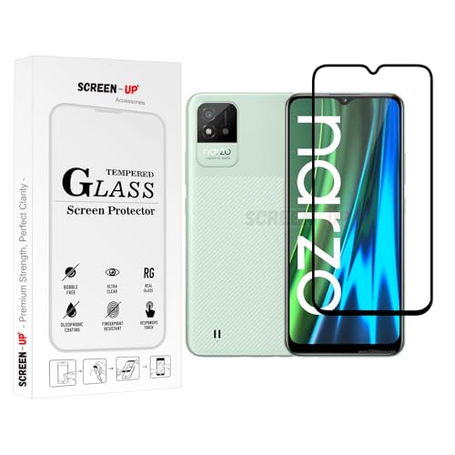 Image of ScreenUp Tempered Glass For Realme Narzo 50I - Ultra Clear, 9H Scratch Resistant, Full Coverage, Easy Install Screen Protector
