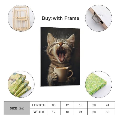 Impression sur toile chat café style cadre affiche haut de gamme - 2