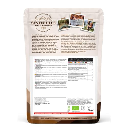 Sevenhills Wholefoods Bio Veganes Natürliches Proteinpulver 900g, mit Reis, Hanf% Erbsen protein, Ungesüßt