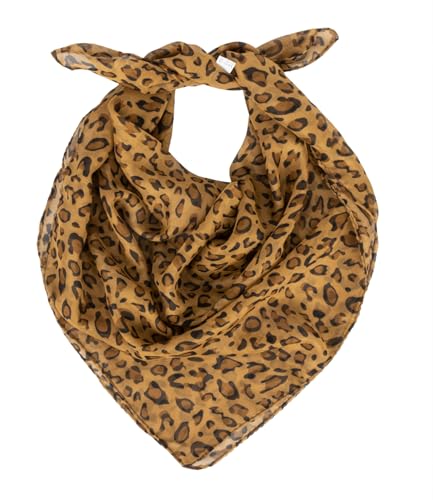 Women’s Stylish-Leopard Print Lightweight Square-Scarf - Hip Hop Street Style Head Wrap Elegant Silk Feeling Head Scarf for Women
