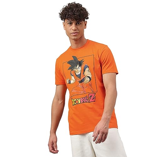 Image of Free Authority Official Dragon Ball Z: Son Goku Anime Graphic Print Pure Cotton Regular Fit Tshirt for Men