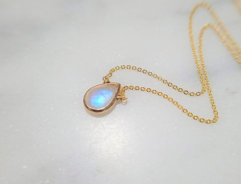 Colgante de piedra lunar de plata 925 y cadena para mujer 3