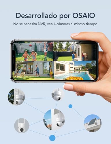 Miniatura 6 de Gncc 2pcs Camara Vigilancia Wifi Exterior Solar Con Bateria Sin Cables, 1080p 2mp, 360 Ptz Cámara Vigilancia Exterior Solar, Visión Nocturna Color, Humana Detección Ia Pir Sirena, Audio Bidireccional