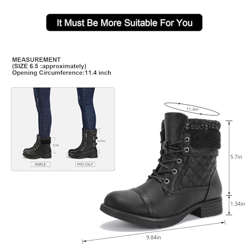 Image of STQ Womens Combat Boots Lace Up Ankle Booties With Side Zipper Fall Winter