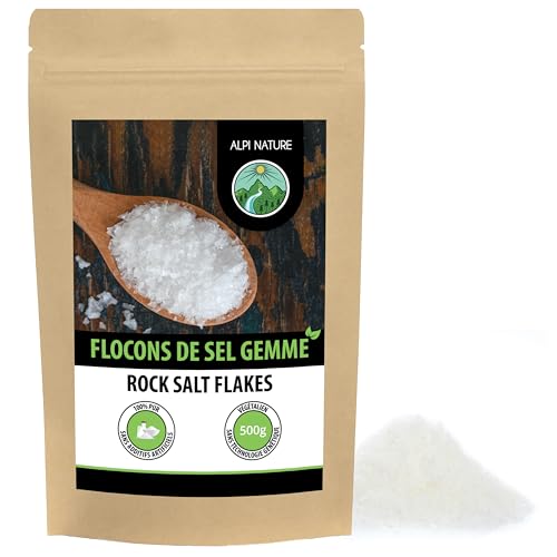 Alpi Nature Flocons de Sel Gemme 500g, Gourmet Sel Gemme d'Espagne 0.1-8mm pour la Cuisine