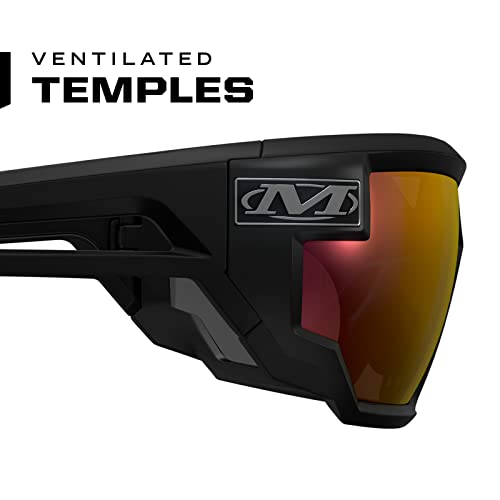 41WNqO7XLEL. SL500  - Mechanix Wear: Vision Type-X Safety Glasses with Advanced Anti Fog, Scratch Resistant, Black Frame, Protective Eyewear, Lightweight Glasses, Ventilated Temples, For Outdoor Use (Fire Mirror Lens)