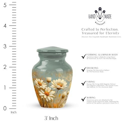 Image of Flower Urn Small Keepsake - Urns for Burial In Ground - Funeral Urns for Women - Cremation Urn for Adult Ashes Men (Size-3inch,1pcs)