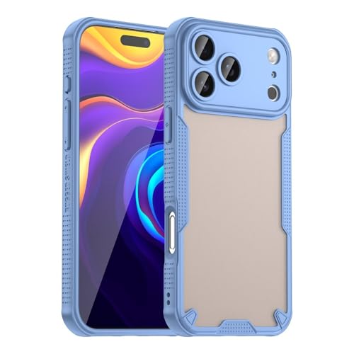 Coque iPhone 15 Plus bleue rigide givrée en silicone de protection