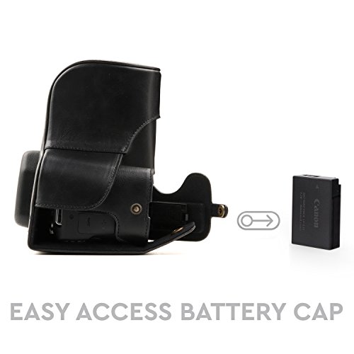 Megagear Canon Eos Rebel Sl2, Eos 200D, Kiss X9 18-55Mm Lens Ever Ready Leather Camera Case And Strap, With Battery Access - Black - Mg1303 #TOP6