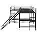 Bellemave L Shaped Bunk Bed for 3, Twin Over Full Metal Bunk Bed Frame with Size Loft Bed, Built-in Desk and Slide, for Kids Girls Boys (Black)