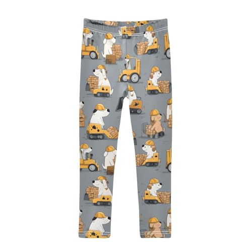 Cartoon Dog Truck Brick Girls Leggings Ultra Soft Compression Yoga Gym Pants for Kids 4-10T
