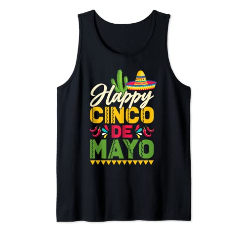Happy Cinco De Mayo Sombrero Mexicano Camiseta sin Mangas
