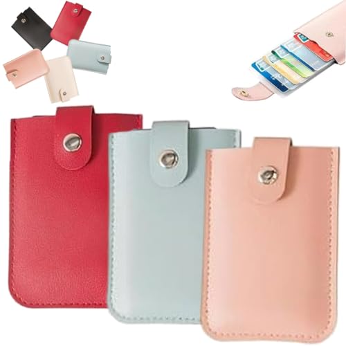 Alkyne Popularate Pull Out Card Holder, CardCarie Pull-Out Card Organizer, Stackable Pull-Out Card Organizer, Personalized Pull Out Card Organizer, Large Capacity Credit Card Holder (Red+Blue+Pink)