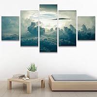 SIGNWIN 5 Panel Canvas Wall Art Modern Art Contemporary Landscape Multicolor Photography Relax/Calm Sky for Home Decorations Ready to Hang - 60