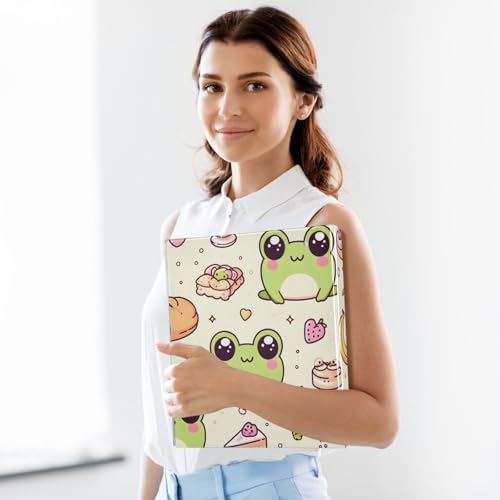 Image of 3 Ring Binder Frog Forest Animal Green Dessert 1.5 inch Binders Three Ring Binders with Clipboard Fit 8.5'' x 11'' Paper 3 Interior PVC Clear Pockets for Office Supplies