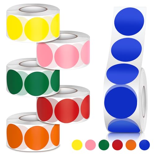 ITClosud 3000 Stück Runde Klebepunkt 25 MM Punkt Aufkleber Markierungspunkte Markieren und Kategorisieren (6 Farben) Farbkodierung Etiketten Adhesive Dots für DIY