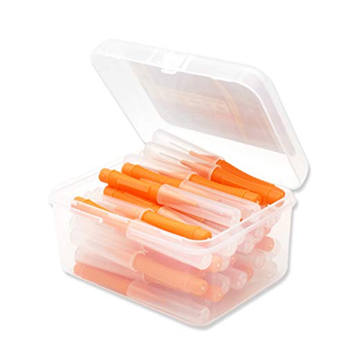 40 cepillos interdentales de dientes en forma de I, herramienta de higiene bucal para interiores y exteriores, color naranja, 0,6 mm